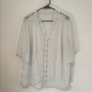 SHEIN White Lace-Trimmed Blouse